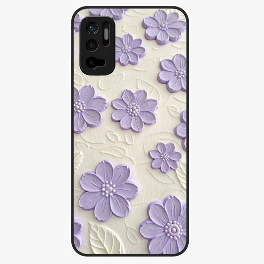 Floral Wall Art With Purple Flowers Glass Case showing flat back view with purple flower artwork and glossy glass finish.