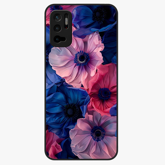 Flower Paper Art Pattern Glass Case showing flat back view with paper cut style floral artwork and glossy glass finish.