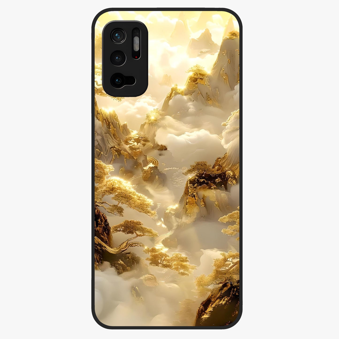 Gates Of Illumination Glass Case showing flat back view with mystical illuminated gate artwork and glossy glass finish.
