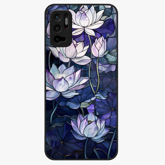 Gloss Petal Rush Glass Case showing flat back view with glossy flower petal artwork and smooth glass finish.