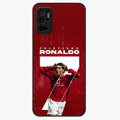 Goal Celebration Legacy Glass Case showing flat back view with football celebration inspired artwork and glossy glass finish.