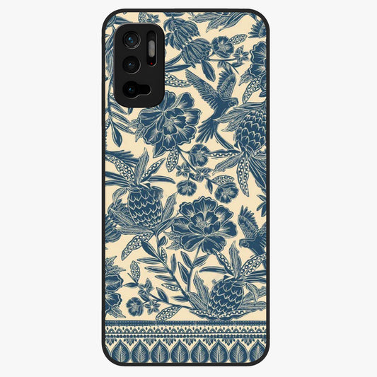 Heirloom Wild Bloom Glass Case showing flat back view with vintage inspired wild flower artwork and glossy glass finish.