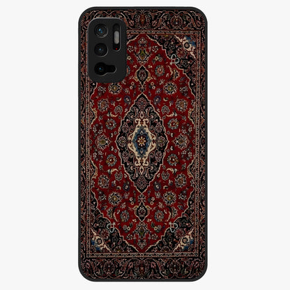 Heritage Carpet Royale Glass Case showing flat back view with ornate Persian carpet inspired pattern and glossy glass finish.