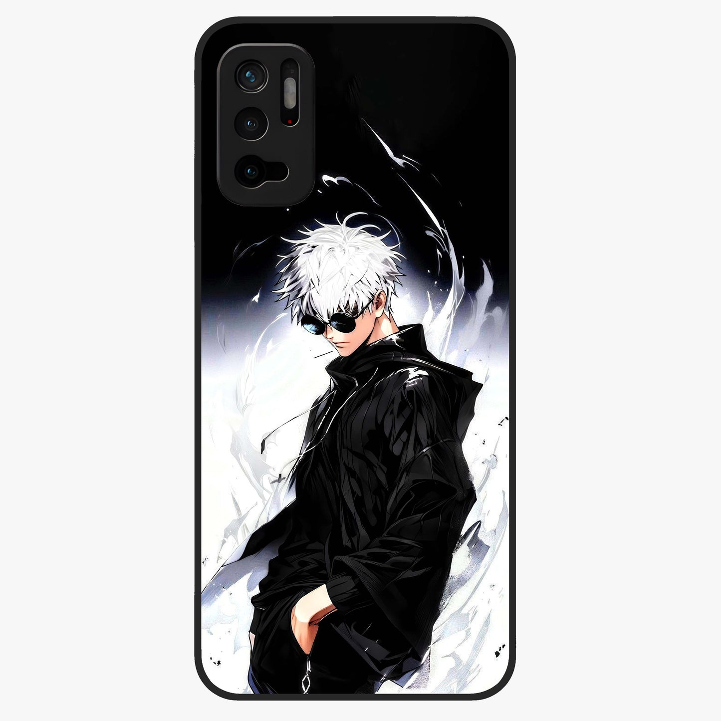 Limitless Shadow King Glass Case showing flat back view with powerful shadow warrior artwork and glossy glass finish.