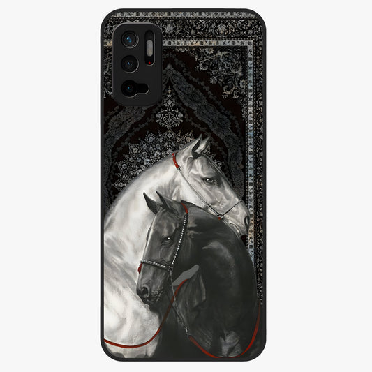 Majestic Ride Legacy Glass Case showing flat back view with powerful automotive inspired artwork and glossy glass finish.
