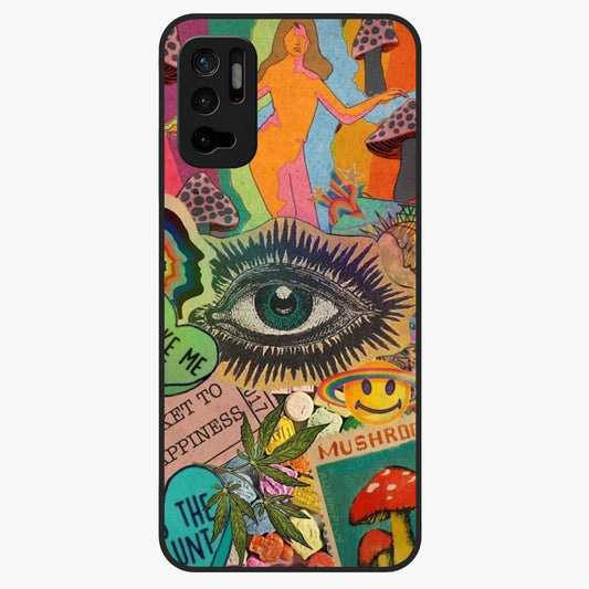 Mystic Eye Wonderland Glass Case showing flat back view with mystical eye themed artwork and glossy glass finish.