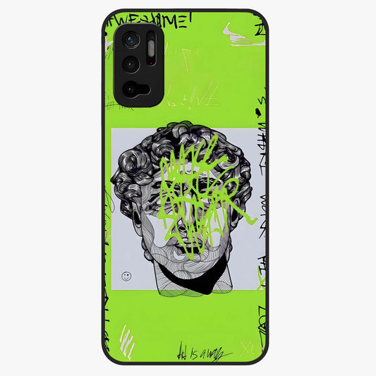 Neo Graffiti Rebellion Glass Case showing flat back view with vibrant graffiti artwork and glossy glass finish.