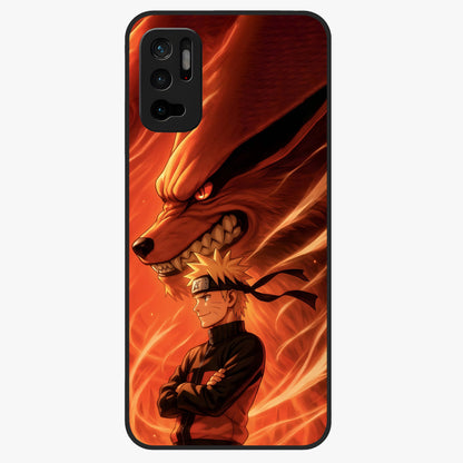 Nine Tails Legacy Glass Case showing flat back view with powerful nine-tailed fox inspired artwork and glossy glass finish.