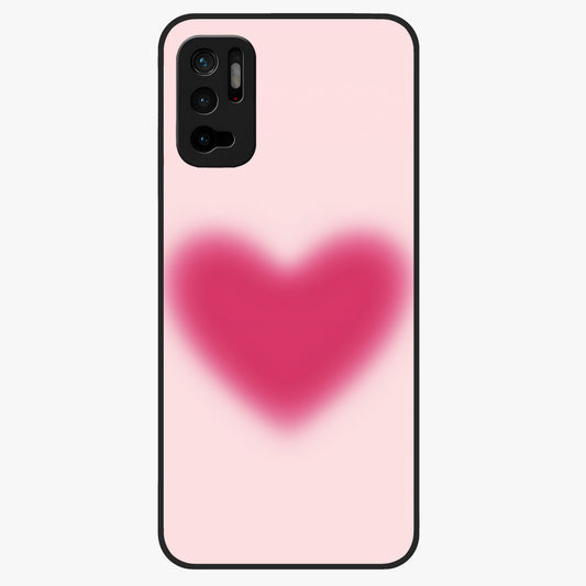 Pink Aura Heart Glass Case showing flat back view with glowing heart artwork and glossy glass finish.