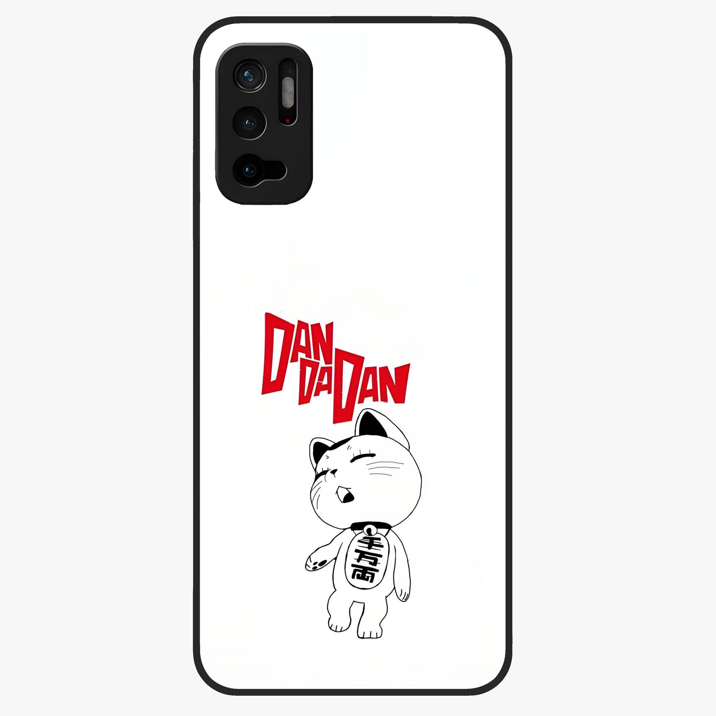 Playful Spirit Charm Glass Case showing flat back view with cheerful charm themed artwork and glossy glass finish.
