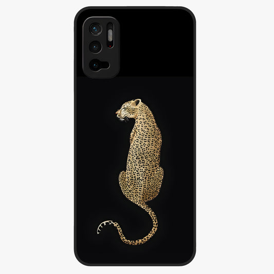Regal Leopard Glass Case showing flat back view with bold leopard artwork and glossy glass finish.