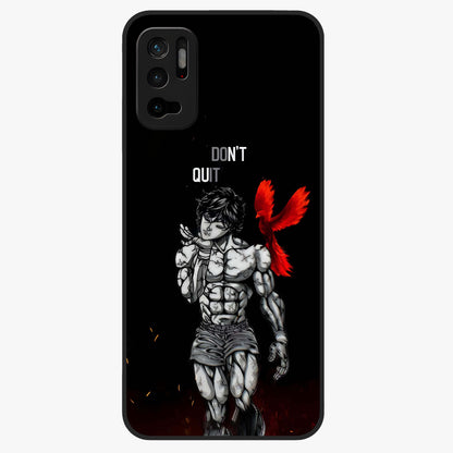 Rise Beyond Limits Glass Case showing flat back view with motivational typography artwork and glossy glass finish.