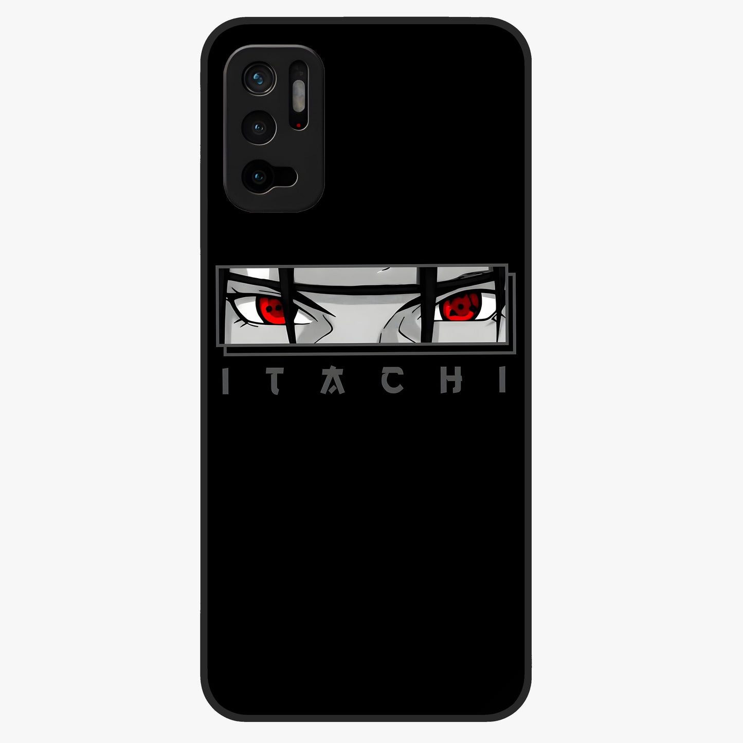 Scarlet Gaze Dominance Glass Case showing flat back view with striking red themed artwork and glossy glass finish.