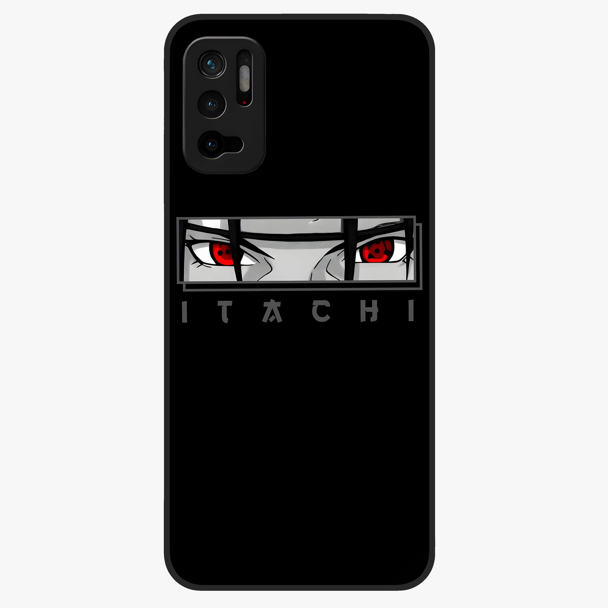 Scarlet Gaze Dominance Glass Case showing flat back view with striking red themed artwork and glossy glass finish.