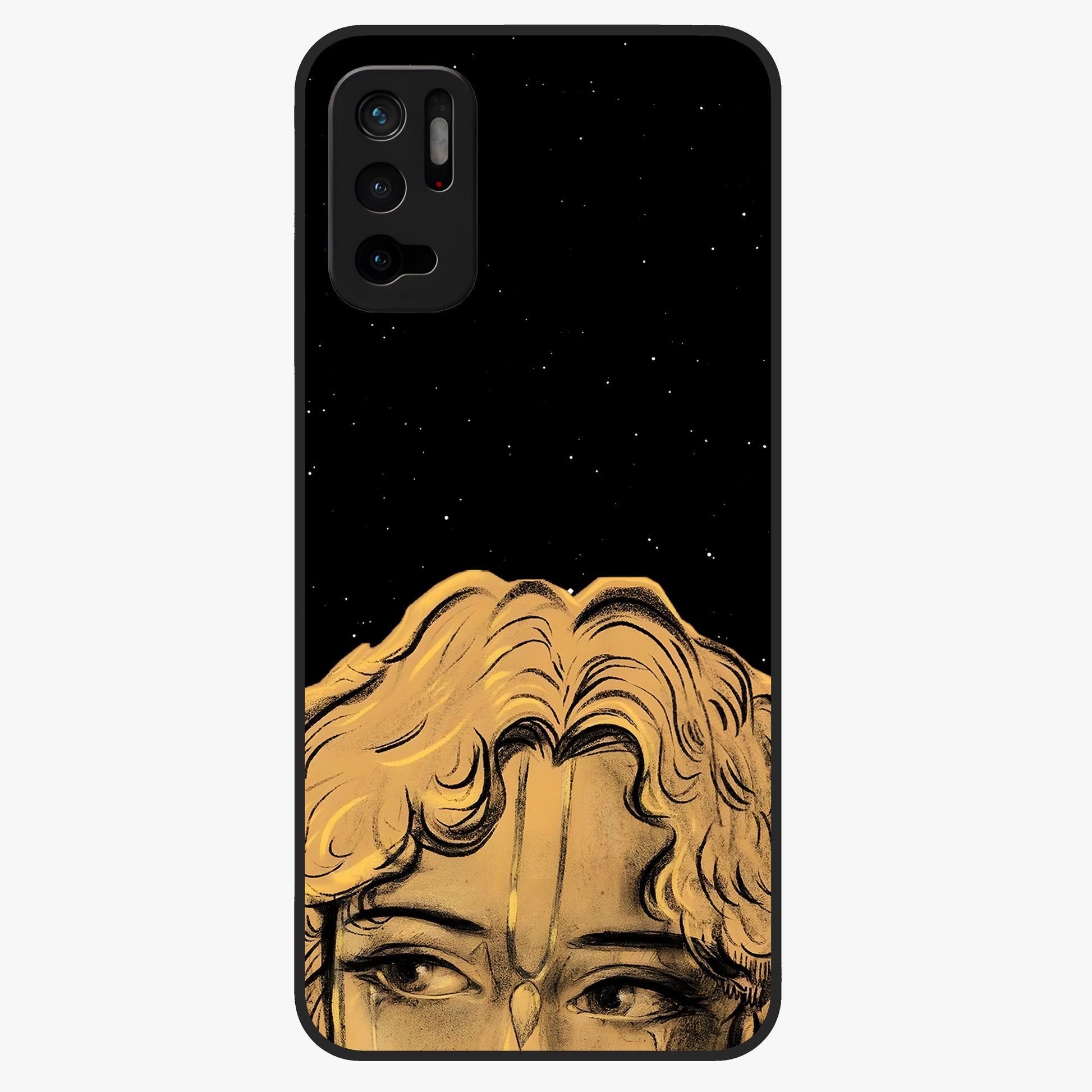 Shri Krishna Art Glass Case showing flat back view with devotional Krishna artwork and glossy glass finish.