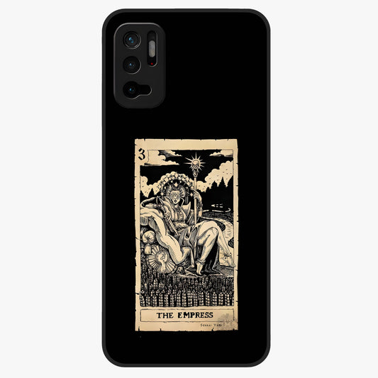 The Empress Glass Case showing flat back view with regal feminine artwork and glossy glass finish.