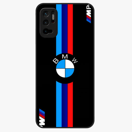 Turbo BMW Beast Glass Case showing flat back view with high performance sports car artwork and glossy glass finish.