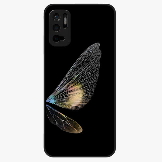 Whispers Of Wings Glass Case showing flat back view with graceful wing inspired artwork and glossy glass finish.