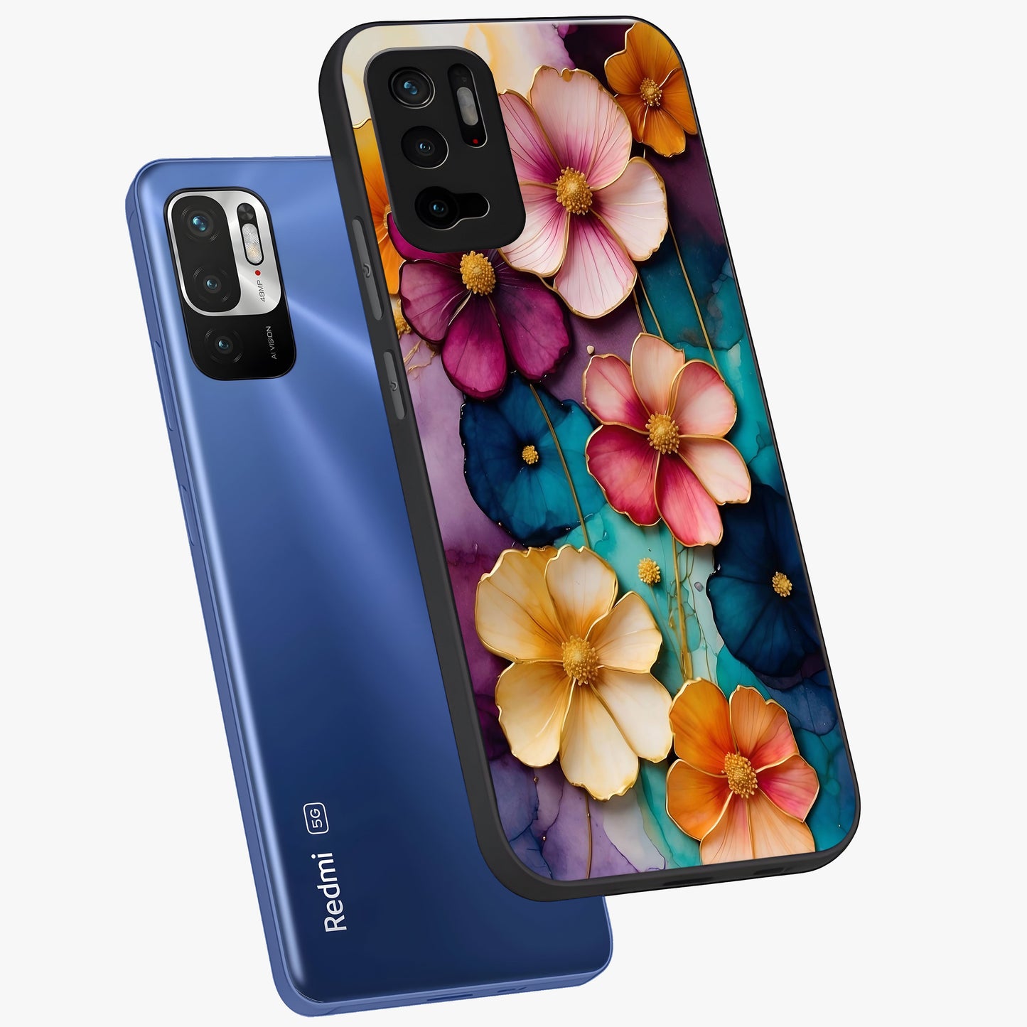 Artlyn Grace Flower Pattern Glass Case displayed in angled mockup highlighting delicate flower pattern design and smooth glass surface.