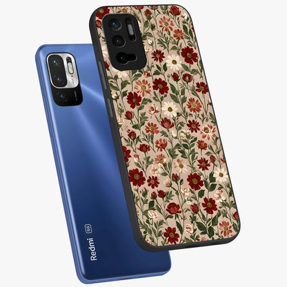 Biege Flower With Leaf Glass Case displayed in angled mockup highlighting minimal floral leaf design and elegant aesthetic.