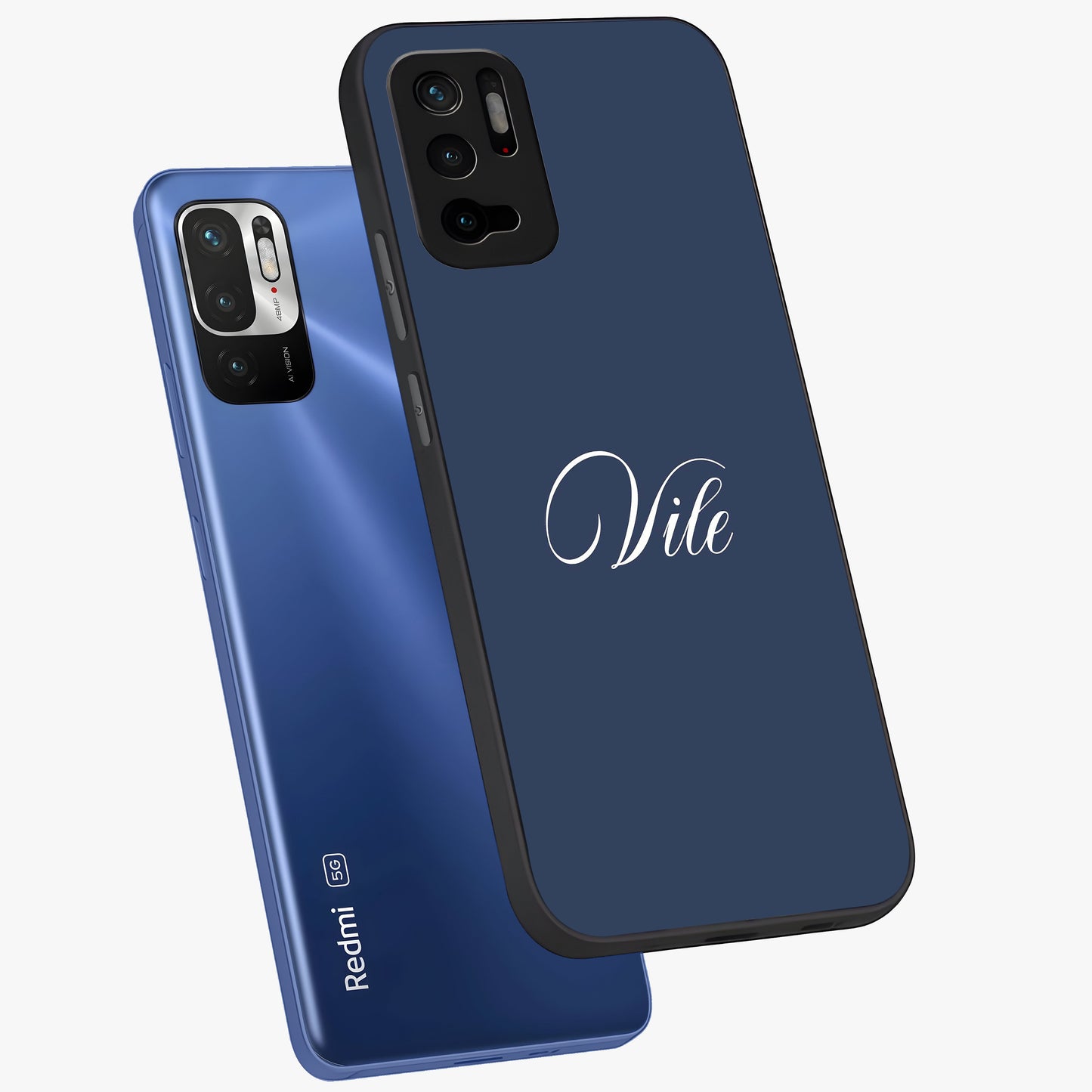 Blue Vintage Floral Pattern Glass Case showing flat back view with elegant vintage floral artwork and glossy glass finish.