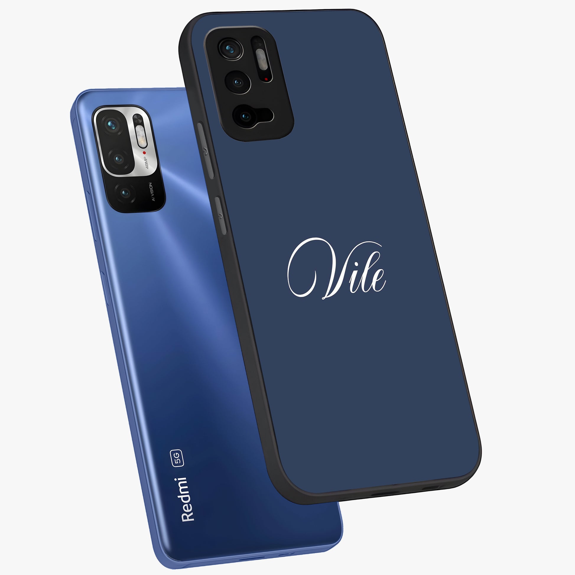 Blue Vintage Floral Pattern Glass Case showing flat back view with elegant vintage floral artwork and glossy glass finish.