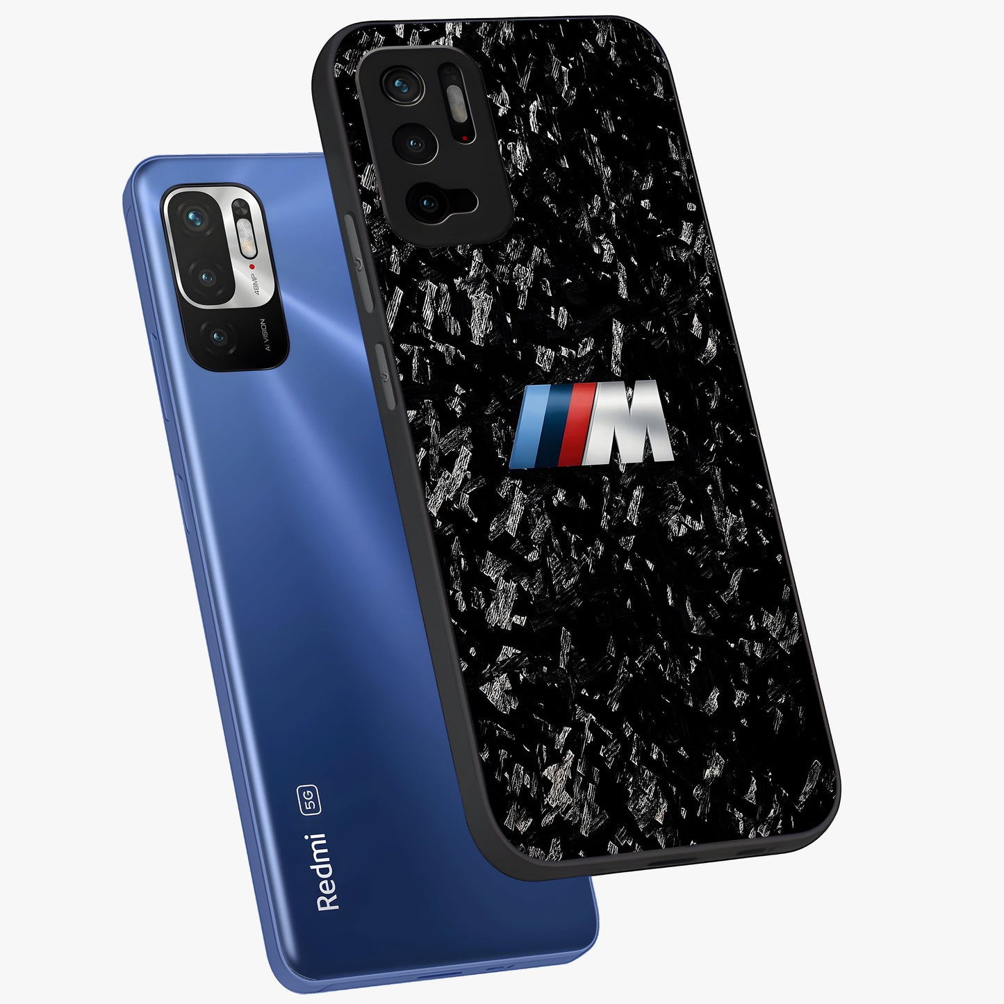 Carbon Speed Mark Glass Case displayed in angled mockup highlighting racing inspired carbon design and sleek aesthetic style.