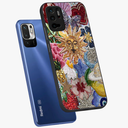 Celestial Floral and Playful Glass Case displayed in angled mockup highlighting playful floral design with dreamy celestial elements.