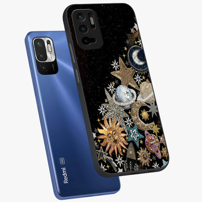 Cosmic Sparkle Dreams Glass Case displayed in angled mockup highlighting dreamy star sparkle design with celestial aesthetic.