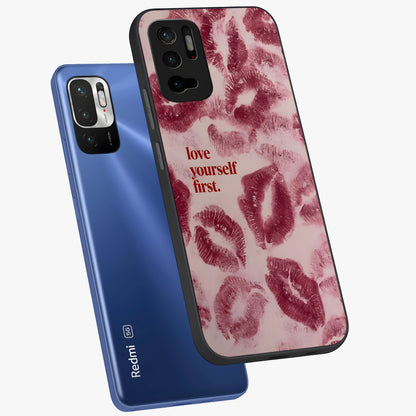 Crimson Kiss Love Glass Case displayed in angled mockup highlighting bold love inspired design with modern aesthetic style.