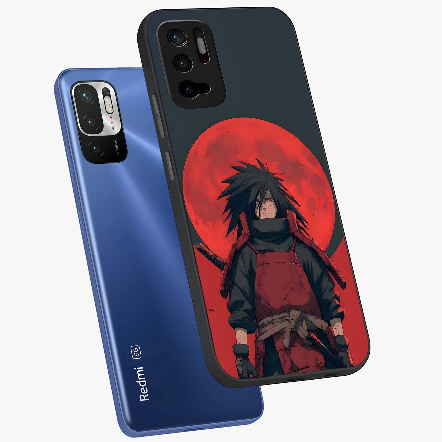Crimson Moon Warlord Glass Case displayed in angled mockup highlighting dramatic crimson moon design with fantasy aesthetic.