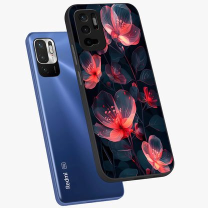 Dark Shade of Flower Glass Case displayed in angled mockup highlighting moody floral illustration with aesthetic dark tones.