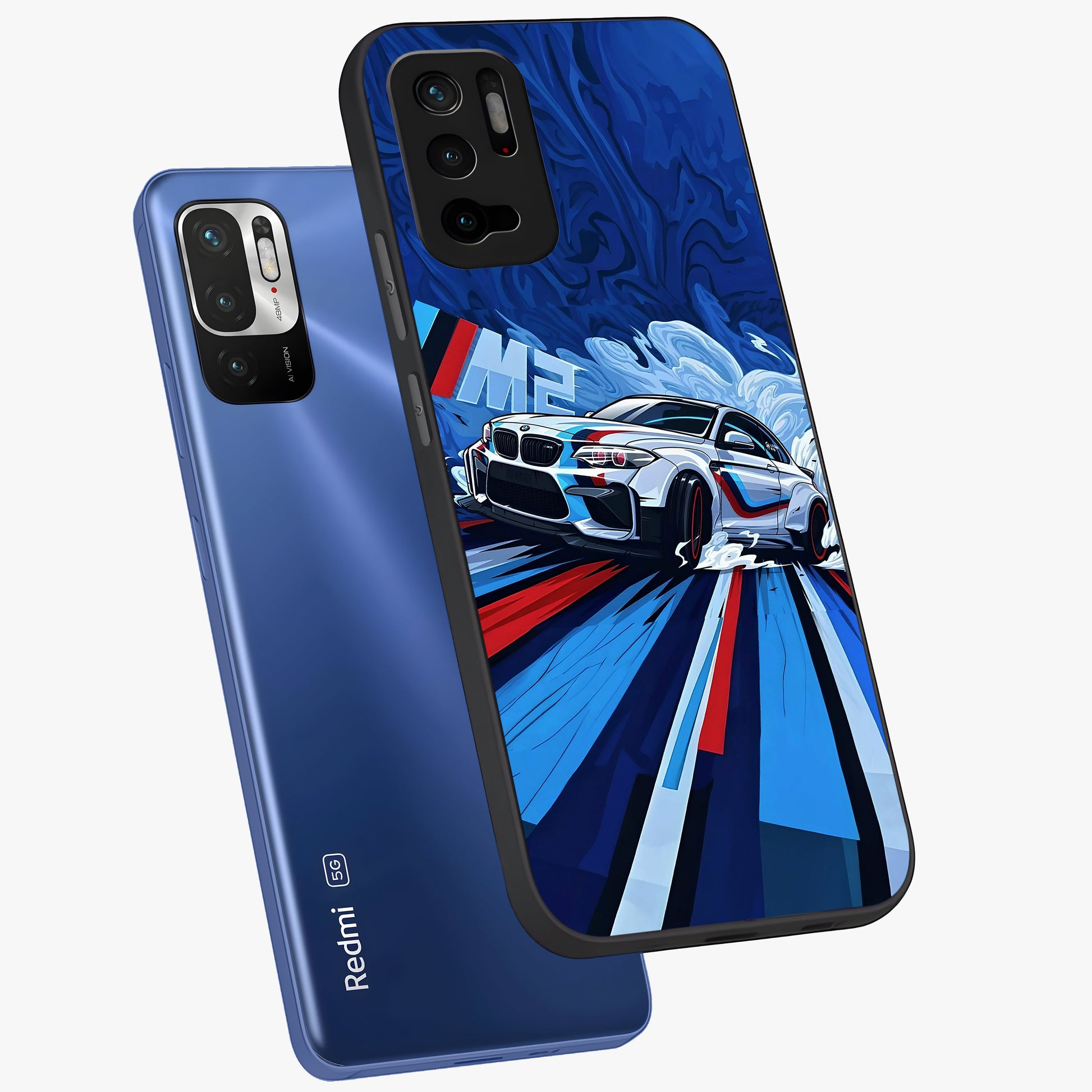 Drift Power Rush Glass Case displayed in angled mockup highlighting powerful drift car design with sporty aesthetic style.