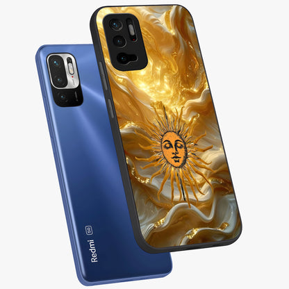 Eternal Golden Glow Glass Case displayed in angled mockup highlighting glowing golden aesthetic design with elegant style.