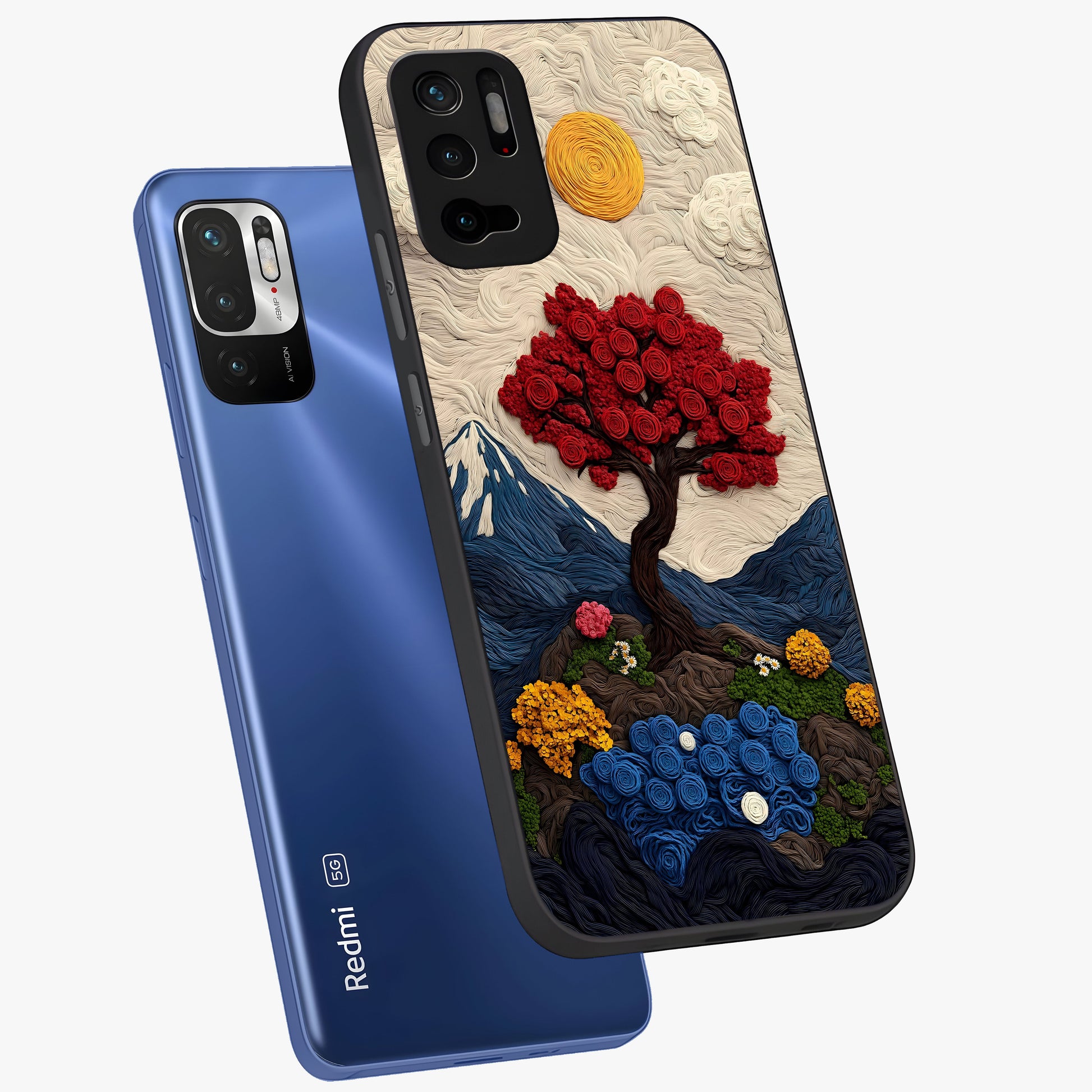 Eternal Nature Tapestry Glass Case displayed in angled mockup highlighting detailed botanical pattern with artistic aesthetic.
