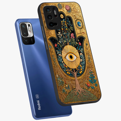 Ethereal Evil Eye Glass Case displayed in angled mockup highlighting protective evil eye symbol with spiritual aesthetic design.