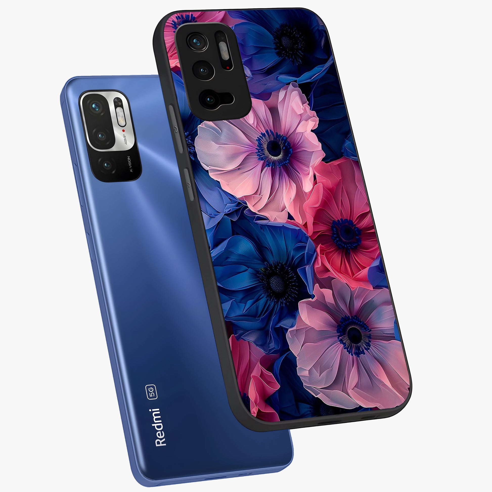 Flower Paper Art Pattern Glass Case displayed in angled mockup highlighting layered paper flower design with artistic aesthetic.