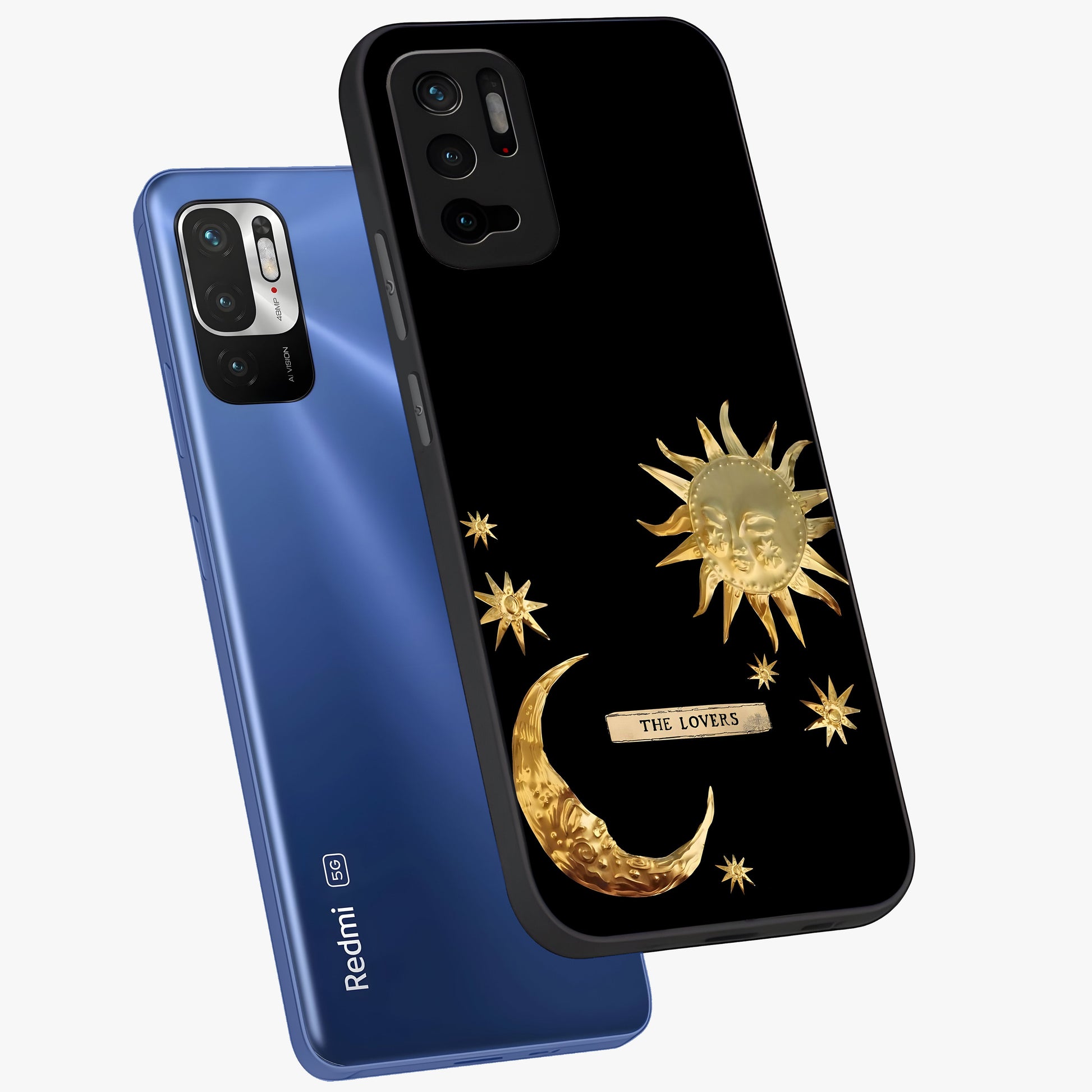 Gold Sun Blush Glass Case displayed in angled mockup highlighting radiant sun design with warm golden aesthetic.