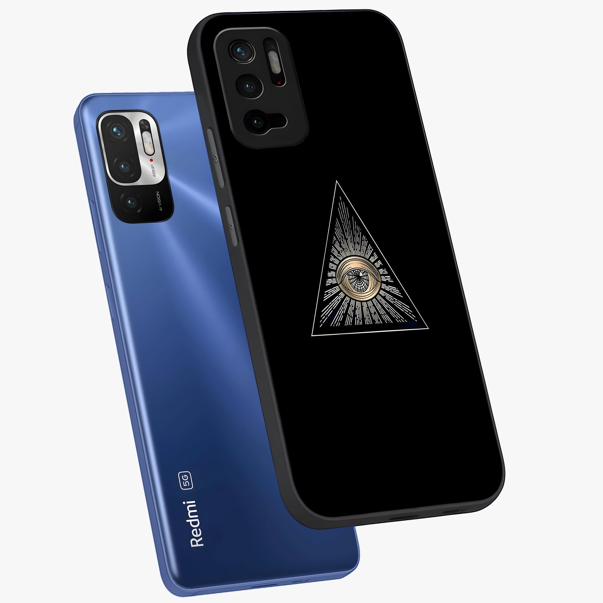 Illuminati Evil Glass Case displayed in angled mockup highlighting dark occult inspired design with bold aesthetic style.
