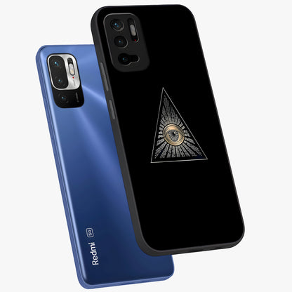 Illuminati Evil Glass Case displayed in angled mockup highlighting dark occult inspired design with bold aesthetic style.
