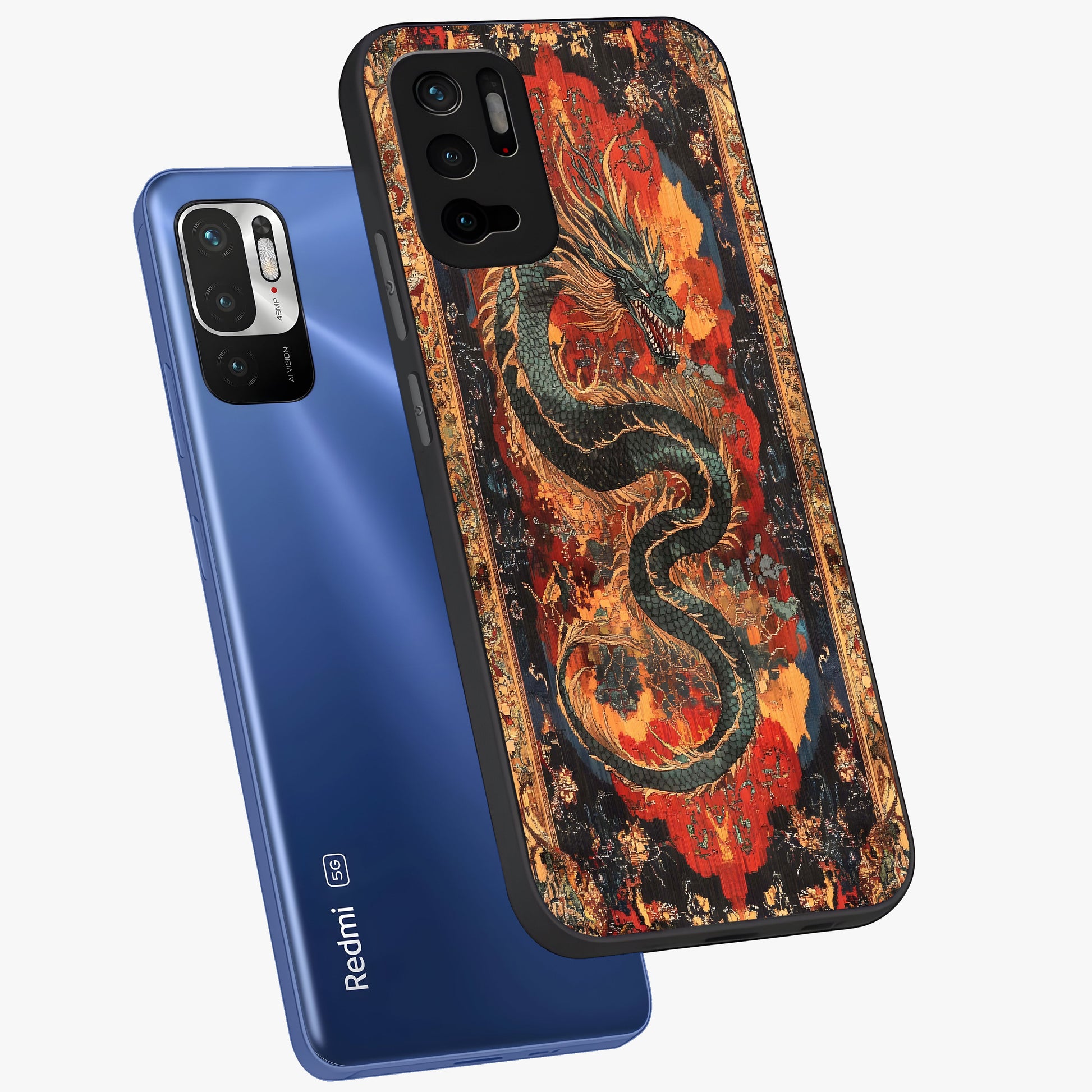 Inferno Dragon Soul Glass Case displayed in angled mockup highlighting powerful dragon illustration with inferno aesthetic.