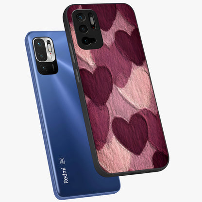Layered Paper Hearts Glass Case displayed in angled mockup highlighting creative paper craft heart design with romantic aesthetic.
