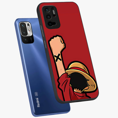 Luffy X Spirit Glass Case displayed in angled mockup highlighting powerful anime design with energetic action aesthetic.