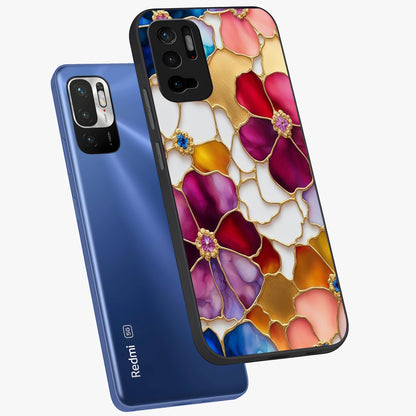 Marble Flower Pattern Glass Case displayed in angled mockup highlighting elegant marble floral design with modern aesthetic.