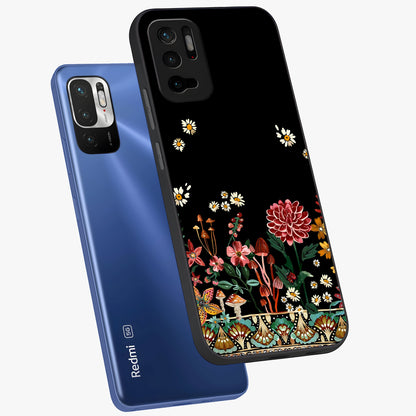 Midnight Bloom Pattern Glass Case displayed in angled mockup highlighting elegant flower design with midnight aesthetic style.