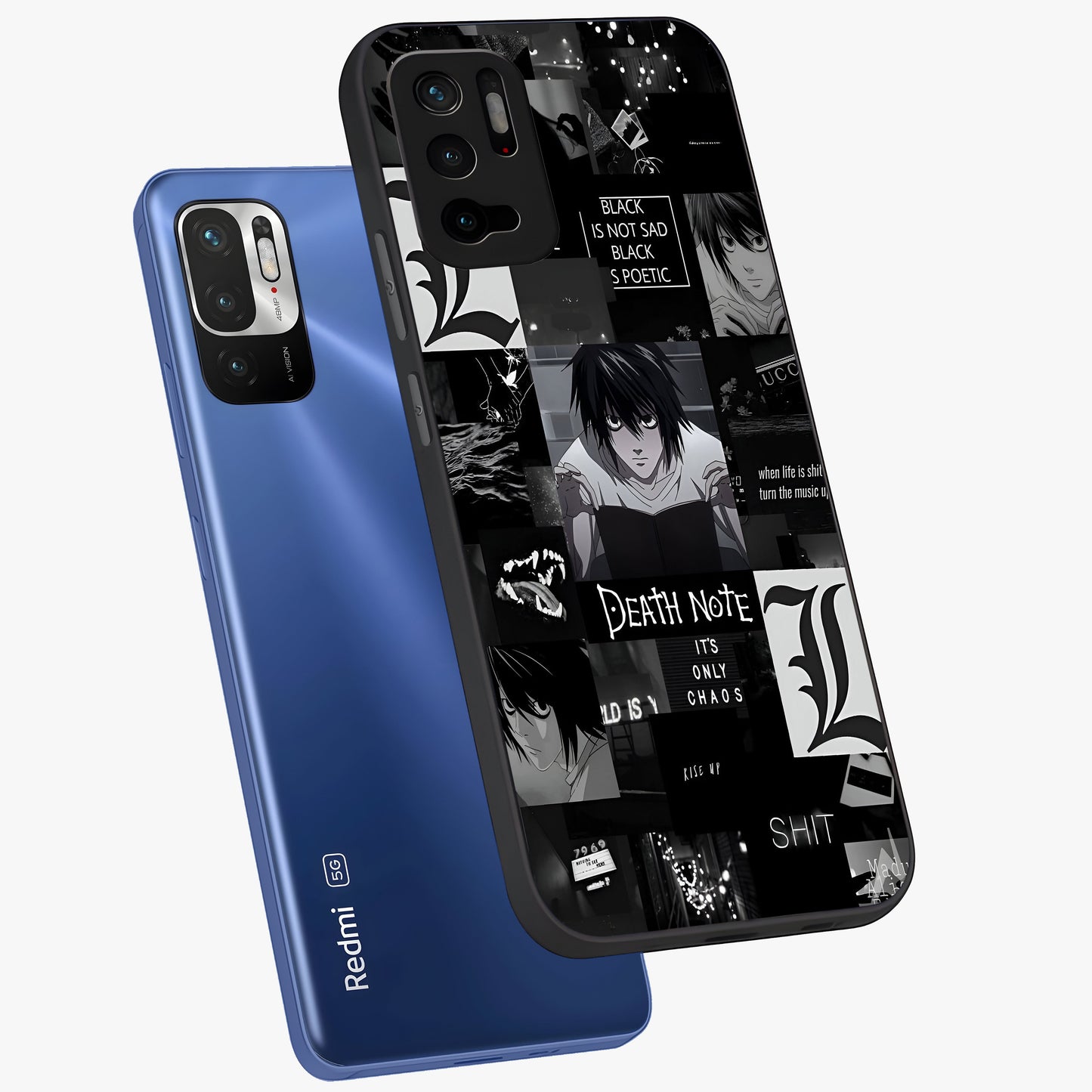 Midnight Chaos Mind Glass Case displayed in angled mockup highlighting chaotic artistic design with dramatic midnight aesthetic.