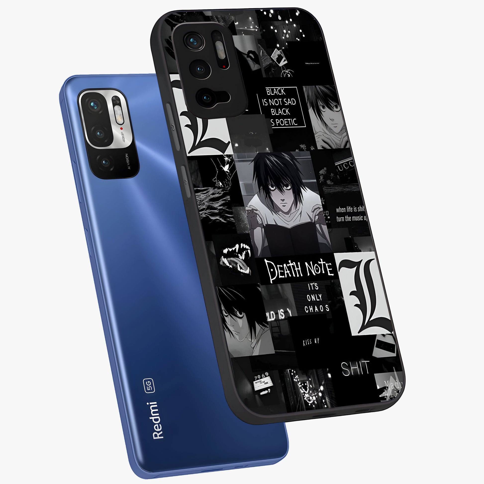 Midnight Chaos Mind Glass Case displayed in angled mockup highlighting chaotic artistic design with dramatic midnight aesthetic.