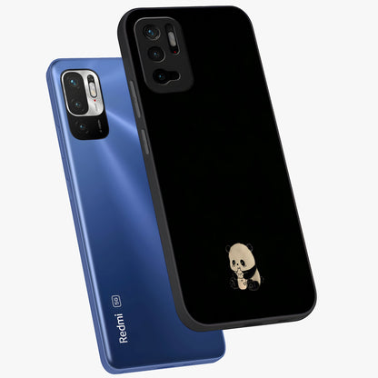 Midnight Panda Love Glass Case displayed in angled mockup highlighting adorable panda illustration with midnight aesthetic.