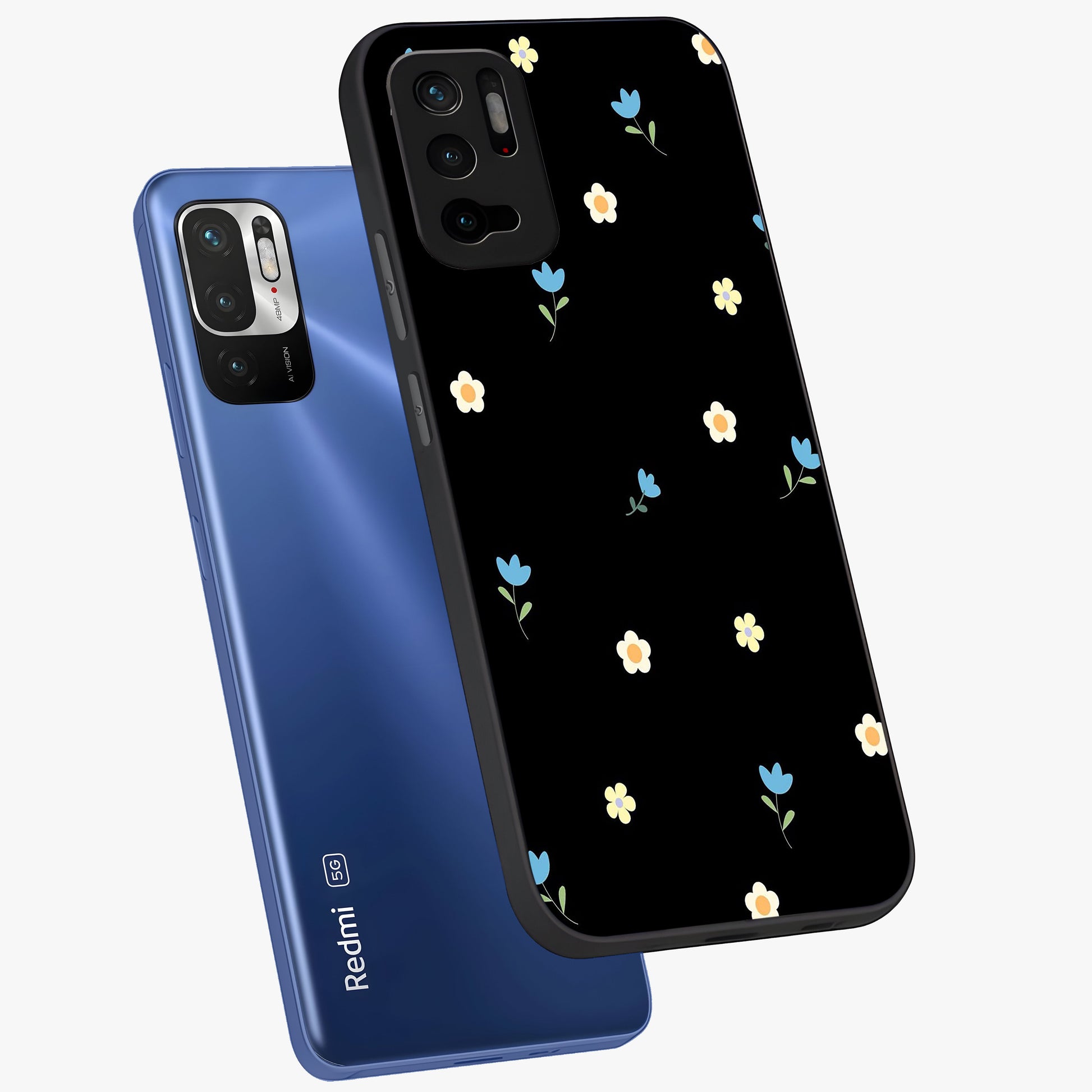 Minimal Petal Whispers Glass Case displayed in angled mockup highlighting delicate petal design with clean minimal aesthetic.