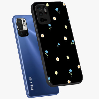 Minimal Petal Whispers Glass Case displayed in angled mockup highlighting delicate petal design with clean minimal aesthetic.
